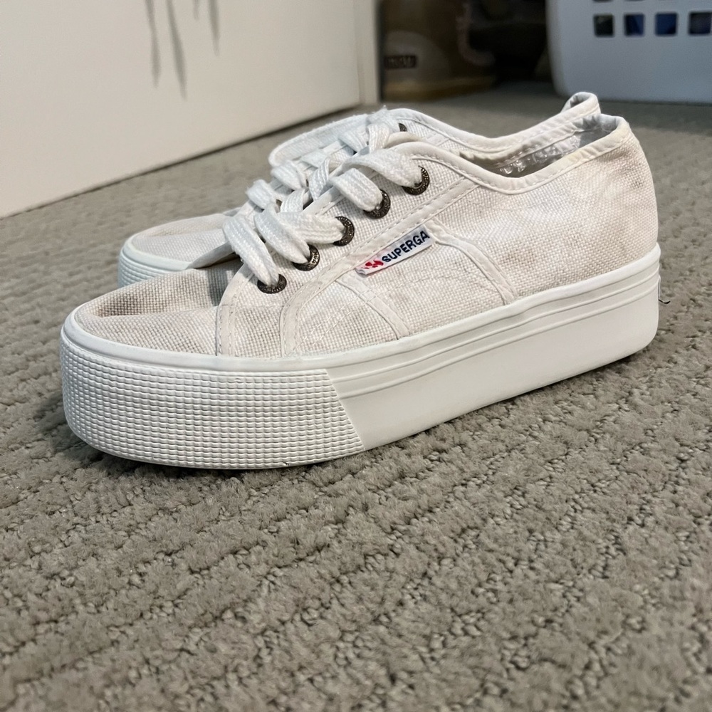 White platform Supergas. Size 36.